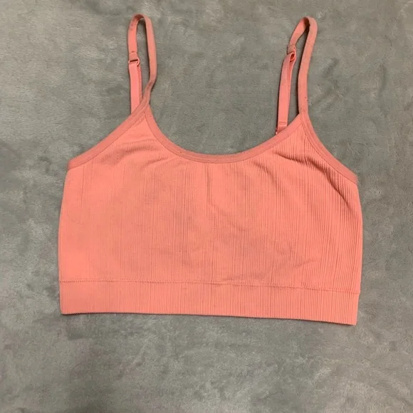 Victoria’s Secret PINK, crop top sports bra. Size M. Soft orange color. - Picture 3 of 3